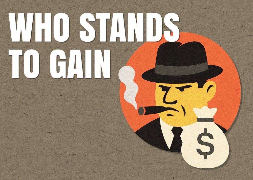 Illustration symbolizing Big Tobacco gaining power from vape bans, while smaller brands fall away